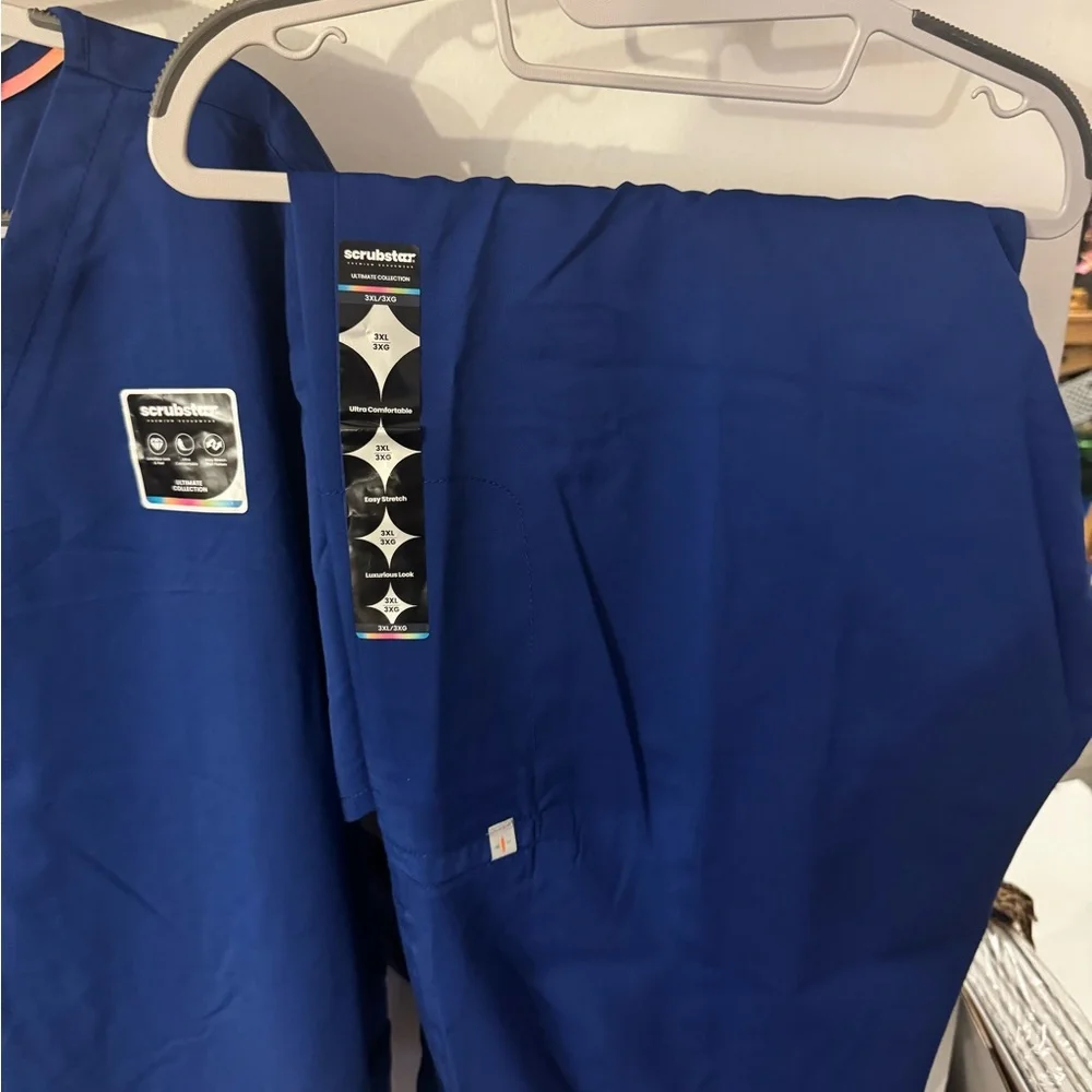 NEW Scrubstar Ultimate Women's 2XL/3XL Galaxy Royal Blue 2 pc. Uniform Scrub Set - Picture 3 of 6